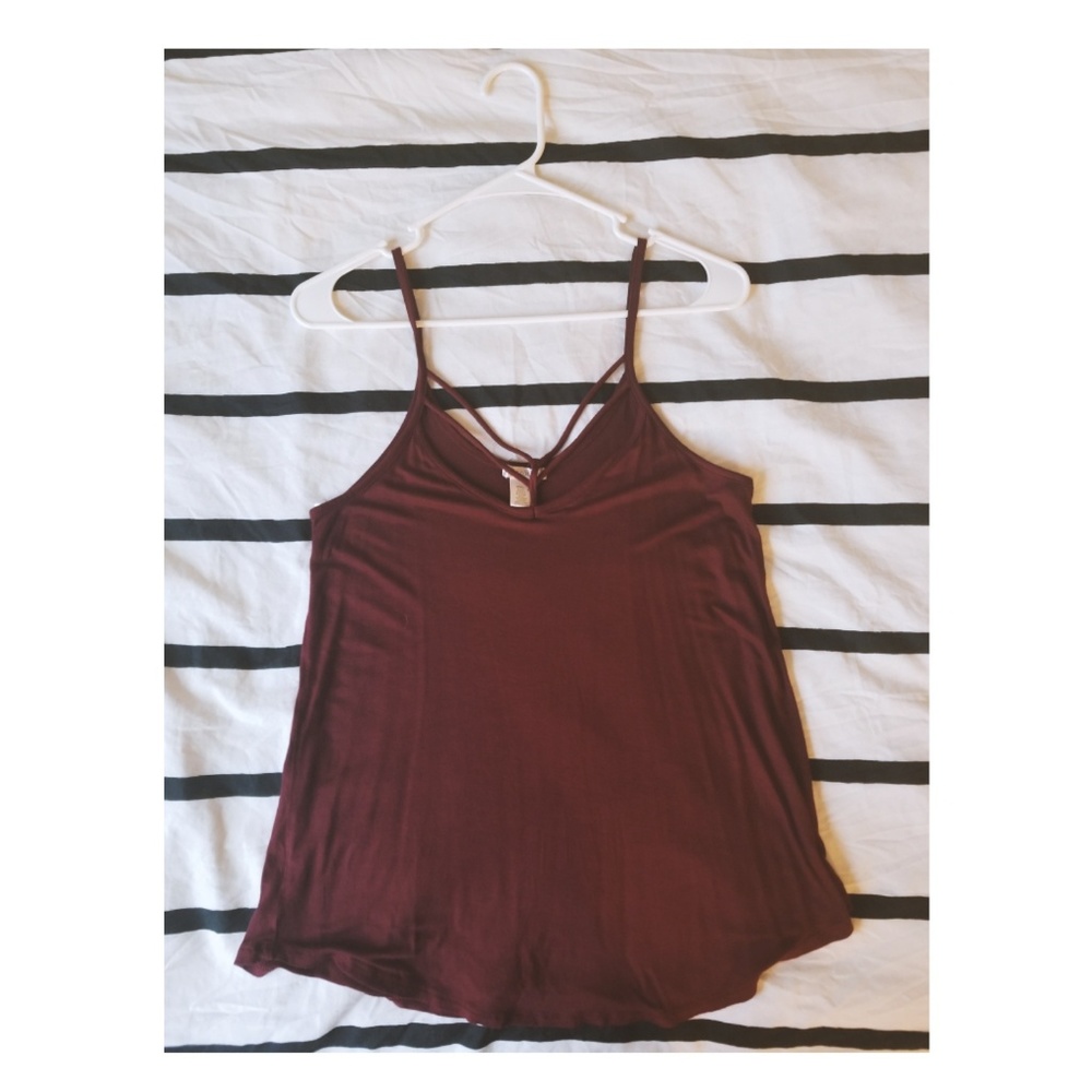 Maroon Front Detail Tank-top